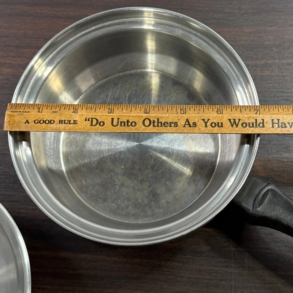 Inkor 5-Ply T304 Stainless Steel Saucepan with Lid Made in USA Silver 7 Inch Pot